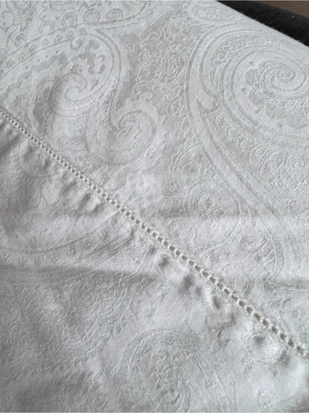 SFERRA Egyptian Cotton White Paisley Jacquard Flat Sheet Italy